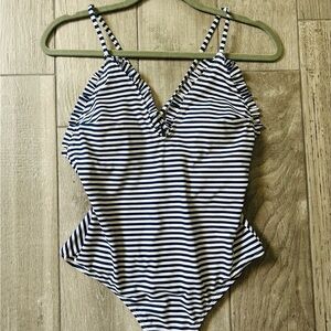Preppy beach classic Striped One-Piece Swimsuit medium boutique